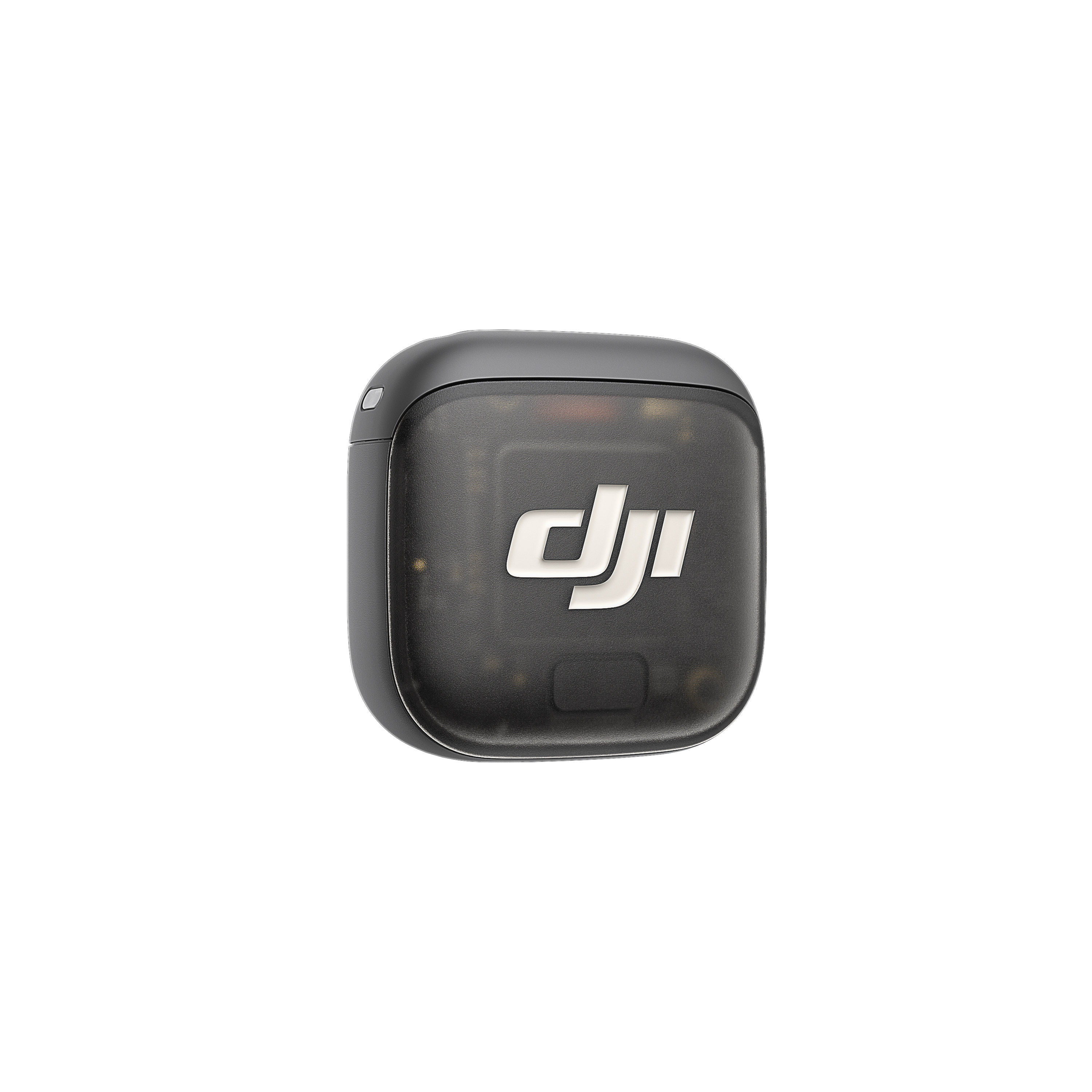 Ein schwarzes, quadratisches Gerät mit transparentem Deckel. Das DJI-Logo ist weiß sichtbar.