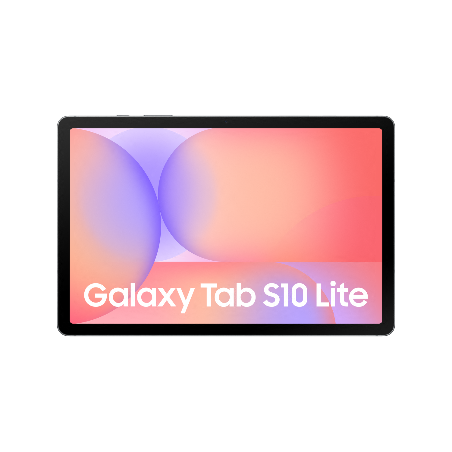 A Samsung Galaxy Tab S10 Lite tablet on a black background. The tablet's screen displays a gradient background and the tablet name.