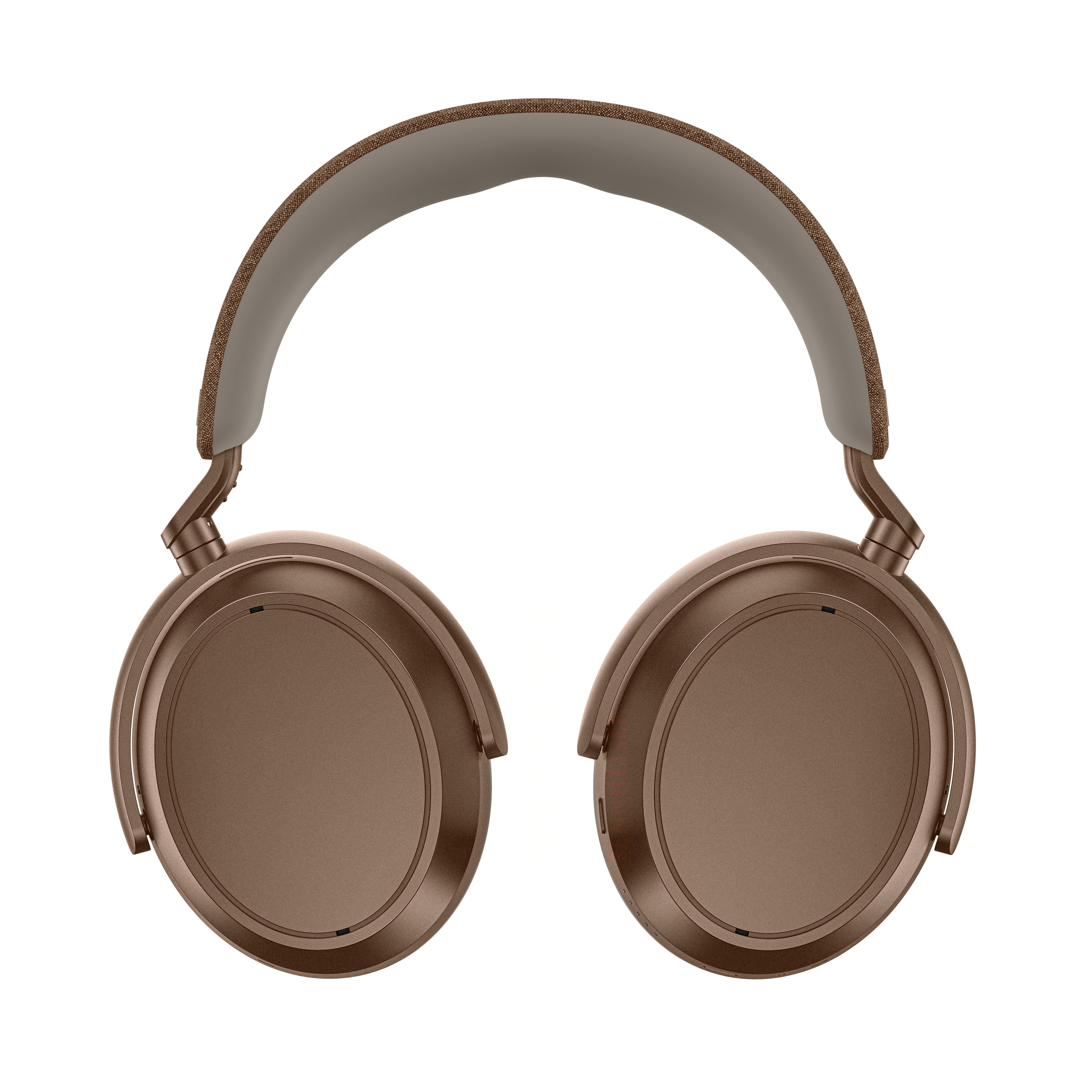Over-Ear-Kopfhörer mit braunen Ohrmuscheln und Kopfband auf weißem Hintergrund. Die Ohrmuscheln sind kreisförmig.