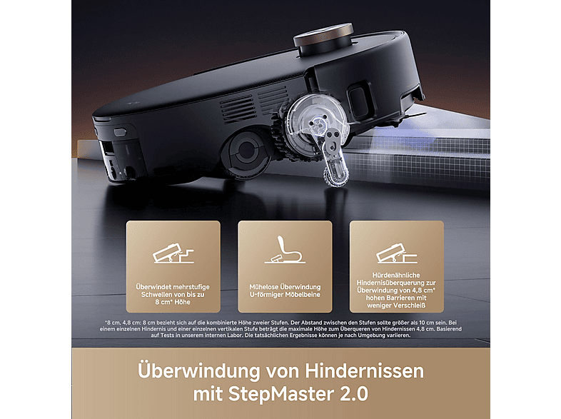 movA Z60 Ultra Roller Complete Saugroboter mit Wischfunktion (Schwarz, Laufzeit: bis zu 150min., mit Absaugstation) — Foto 4 von 5