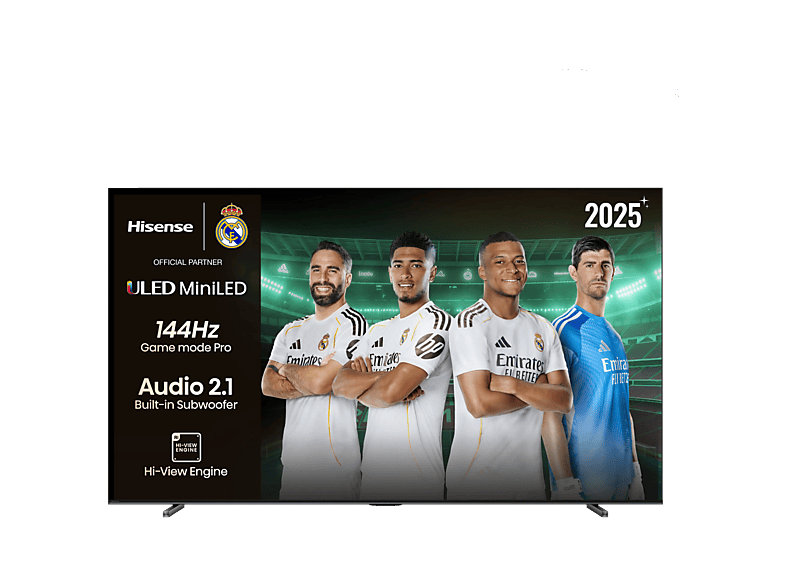 TV Mini LED 100" - Hisense 100U7Q, UHD 4K, Subwoofer integrado, 144 Hz, Hi-View IA Pro, Dolby Vusion IQ & Atmos, Negro