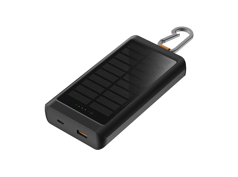 Xtorm XG2S101 Power Bank mit Solarpanel und Taschenlampe, 10.000 mAh, 15 Watt Fast Charge, Schwarz; Powerbank