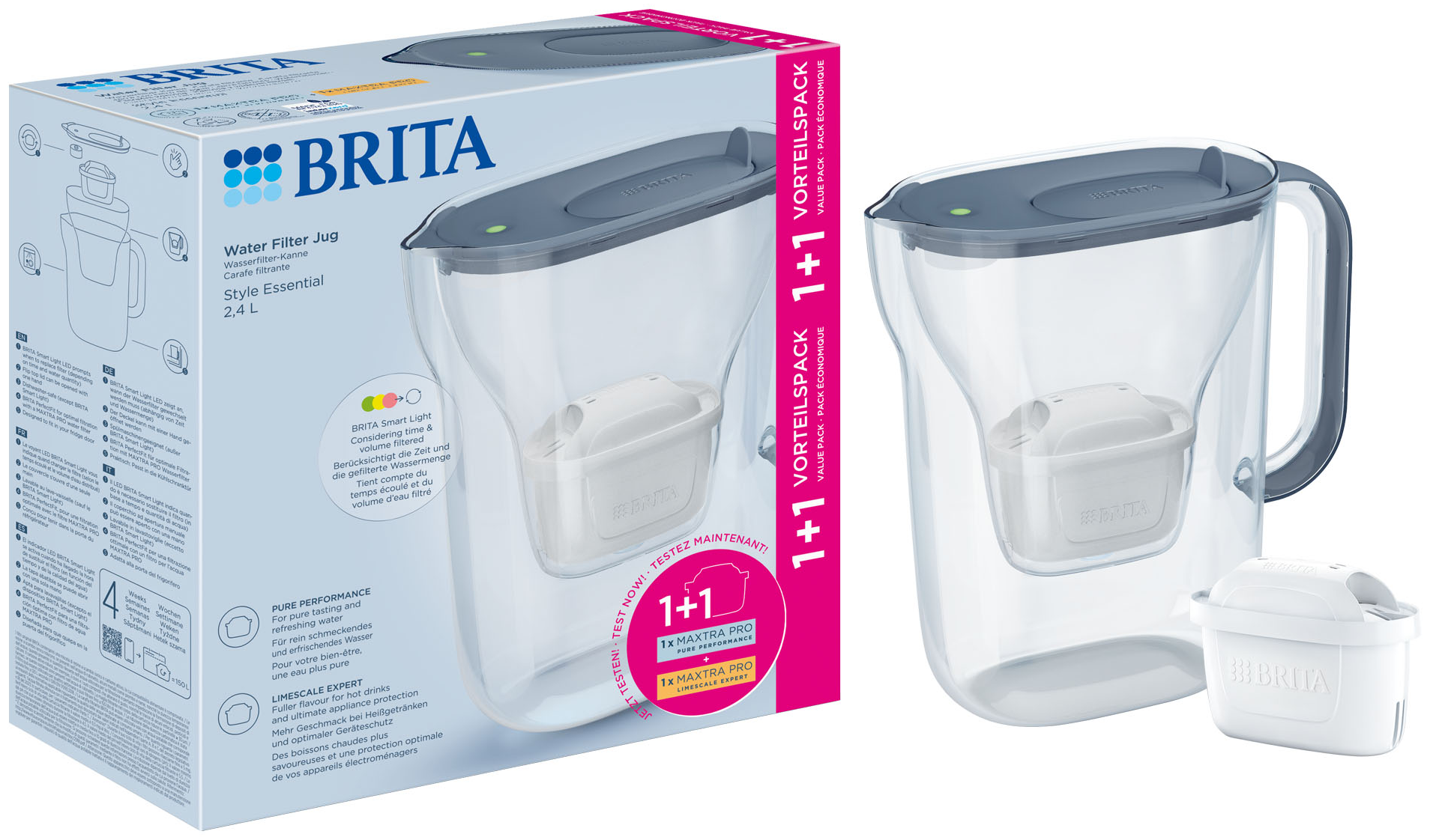 BRITA BR1057796 Style Ess.kancsó 2.4 L (1+1) szürke