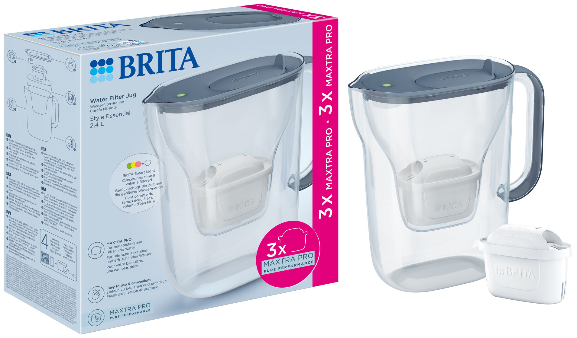 BRITA BR1058103 Style Ess.kancsó 2.4 L (+3) szürke