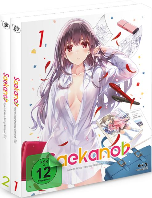 Anime-Cover-Art. Eine Frau in einem weißen Hemd, der Titel ist Saekanob. Blu-ray-Hülle mit grüner Altersfreigabe.