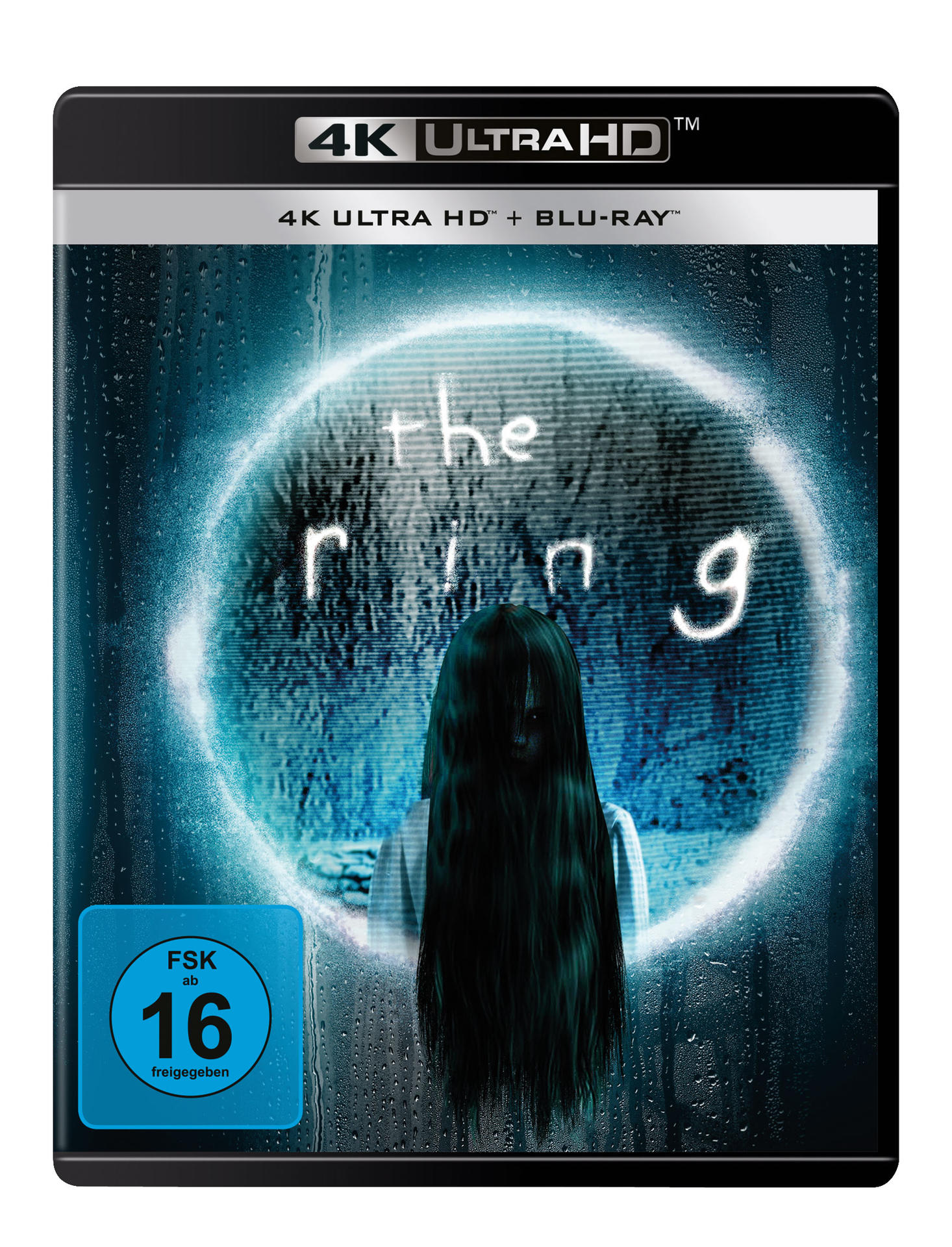 Ein Buchcover zeigt ein Mädchen mit langen schwarzen Haaren vor einem blauen Ring.