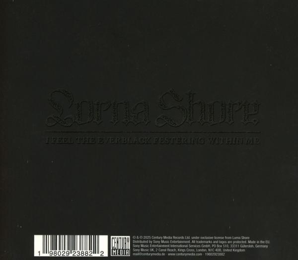 Schwarzes Albumcover. Geprägter Bandname 'Lorna Shore' und Albumtitel 'I Feel The Everblack Festering Within Me'.