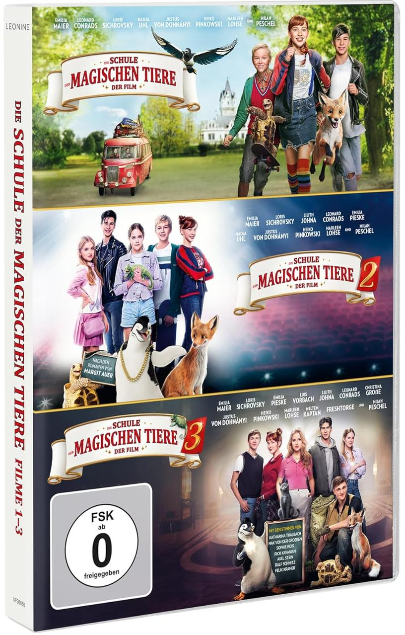 Filmplakat für die Filme 1-3 der Reihe "Die Schule der magischen Tiere".