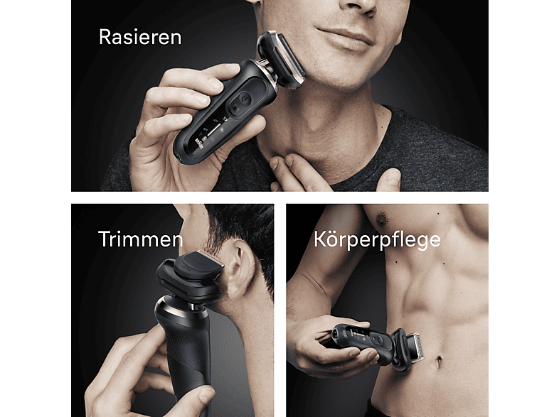 Braun Series 7 72-N1620s Nass- & Trockenrasierer mit 2 Aufsätze (Akkubetrieb, Schwarz, 360° SkinFlex Kopf) — Foto 2 von 3