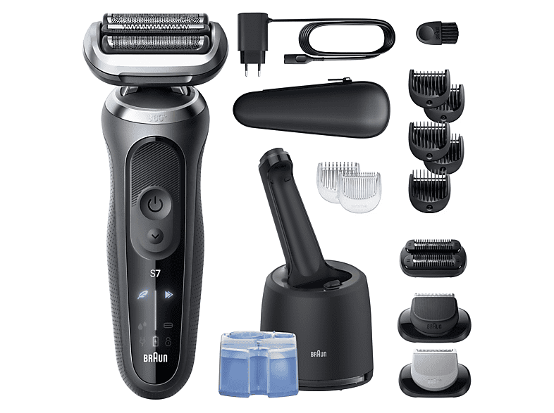 Braun Series 7 72-G7865cc Elektrorasierer, SmartCare Center, +3 Aufsätze (Akkubetrieb, Grau, Nass- & Trockenanwendung) — Foto 5 von 5