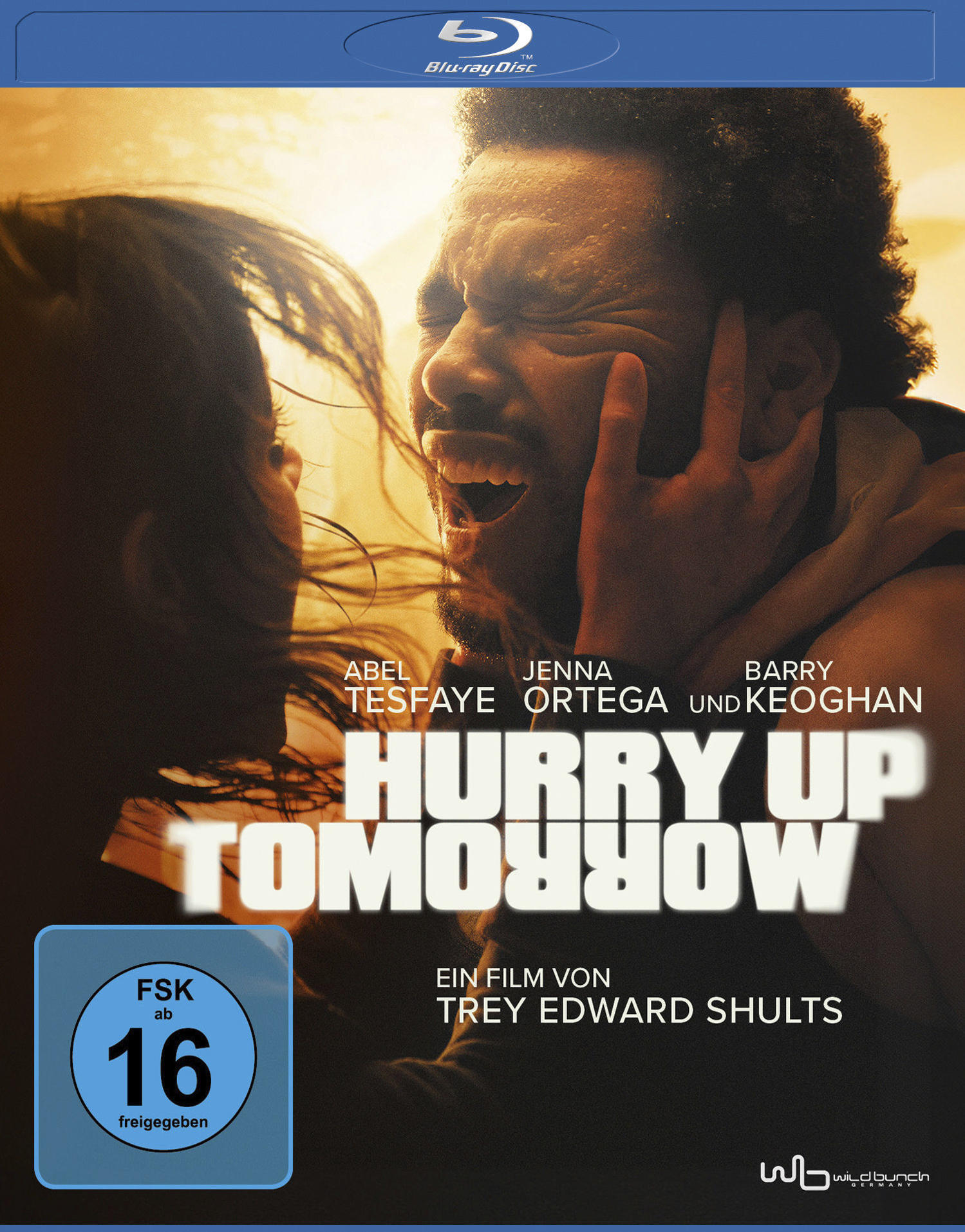 Kinoposter für "Hurry Up Tomorrow". Ein Mann mit offenem Mund, eine Frau und Text mit dem Rating-Label FSK 16.
