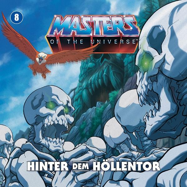 Comic-Cover mit Skeletten, Adler und Masters of the Universe. Deutscher Text: Hinter Dem Höllentor (Hinter dem Höllentor).
