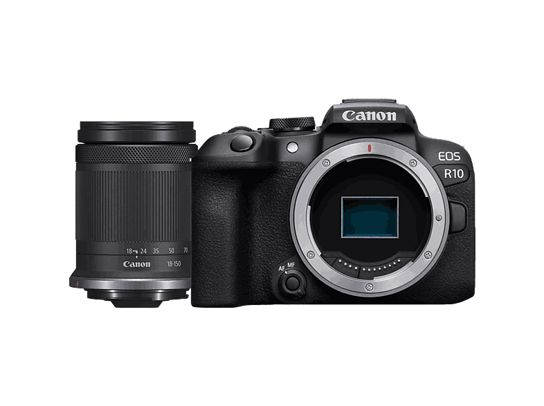 Cámara EVIL - Canon EOS R10 + Objetivo RF-S 18-150mm f/3.5-6.3 IS STM, 24.2 megapixel, Wi-Fi, Negro