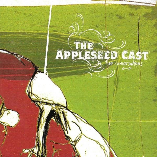Albumcover mit rotem und grünem Hintergrund. Weißer Text lautet: 'The Appleseed Cast' und 'two conversations'.