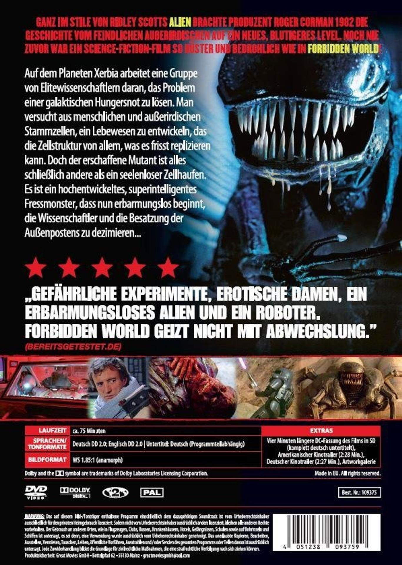 Filmposter mit Monströsmaul, Text auf Deutsch und Details zu Laufzeit, Sprachen und Extras des Films.