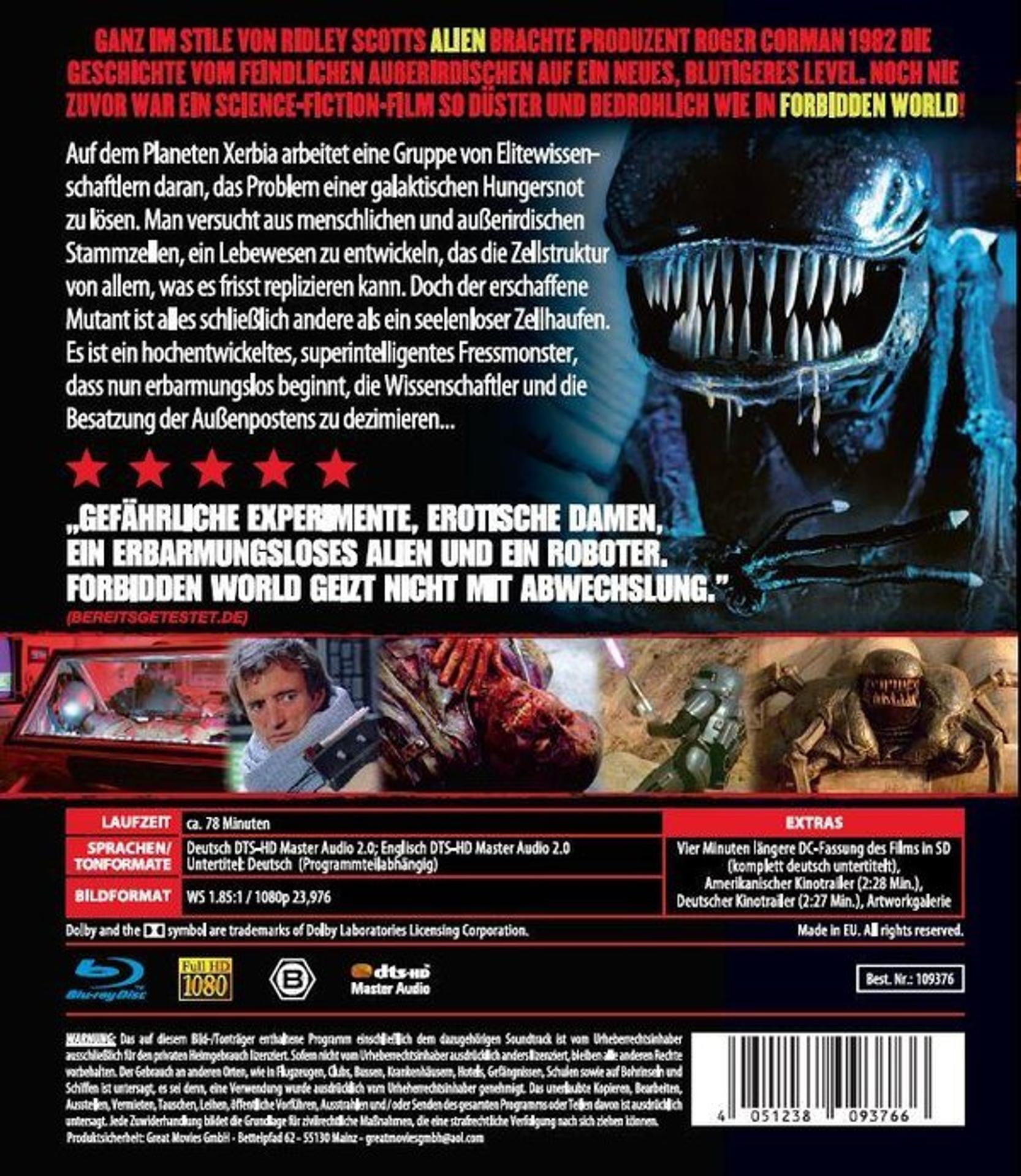Filmposter mit Monstergesicht und Text. Das Monster hat viele Zähne. Der Text beschreibt den Film.