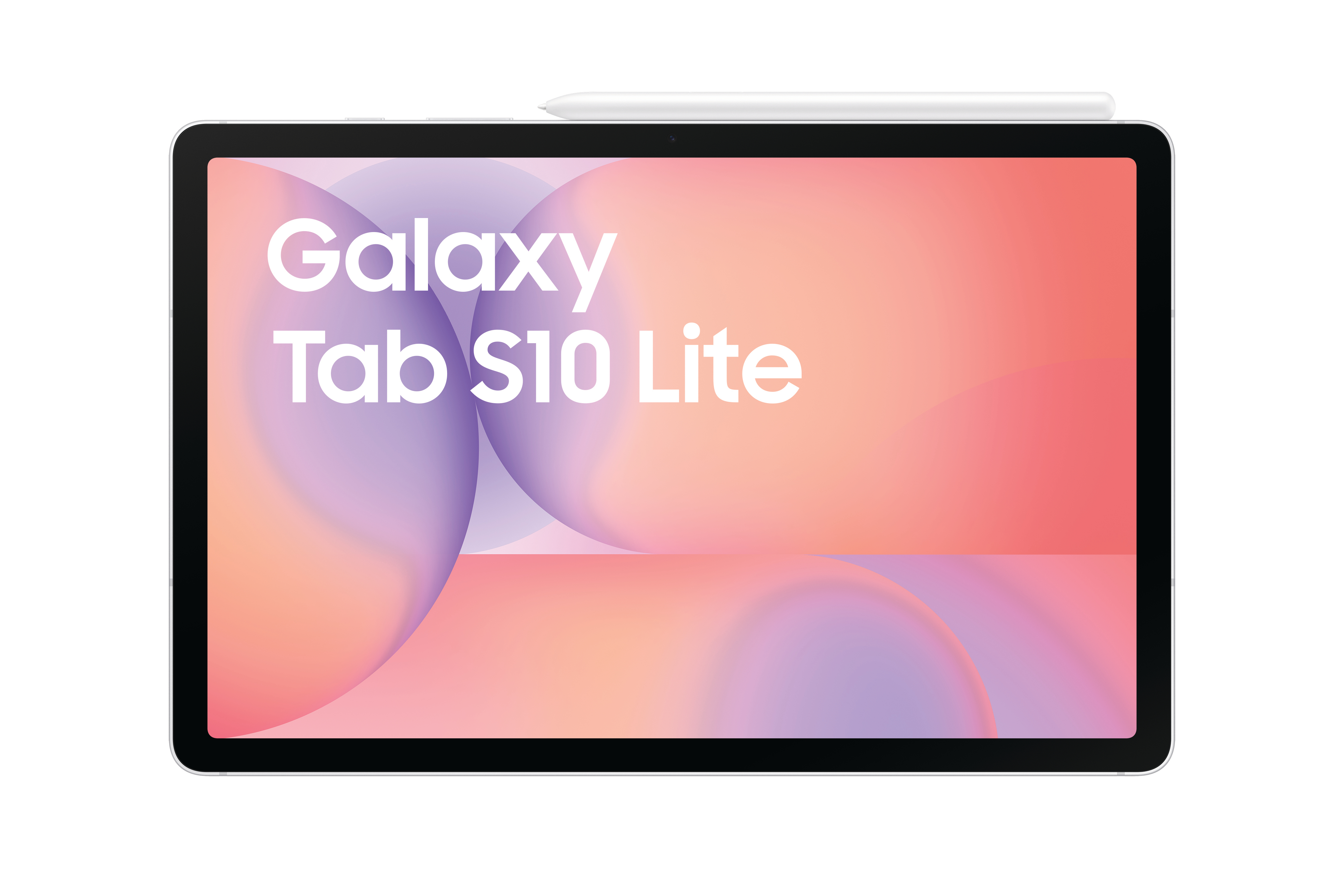Ein Tablet mit den Worten 'Galaxy Tab S10 Lite' auf dem Bildschirm. Oben ist ein Stift.