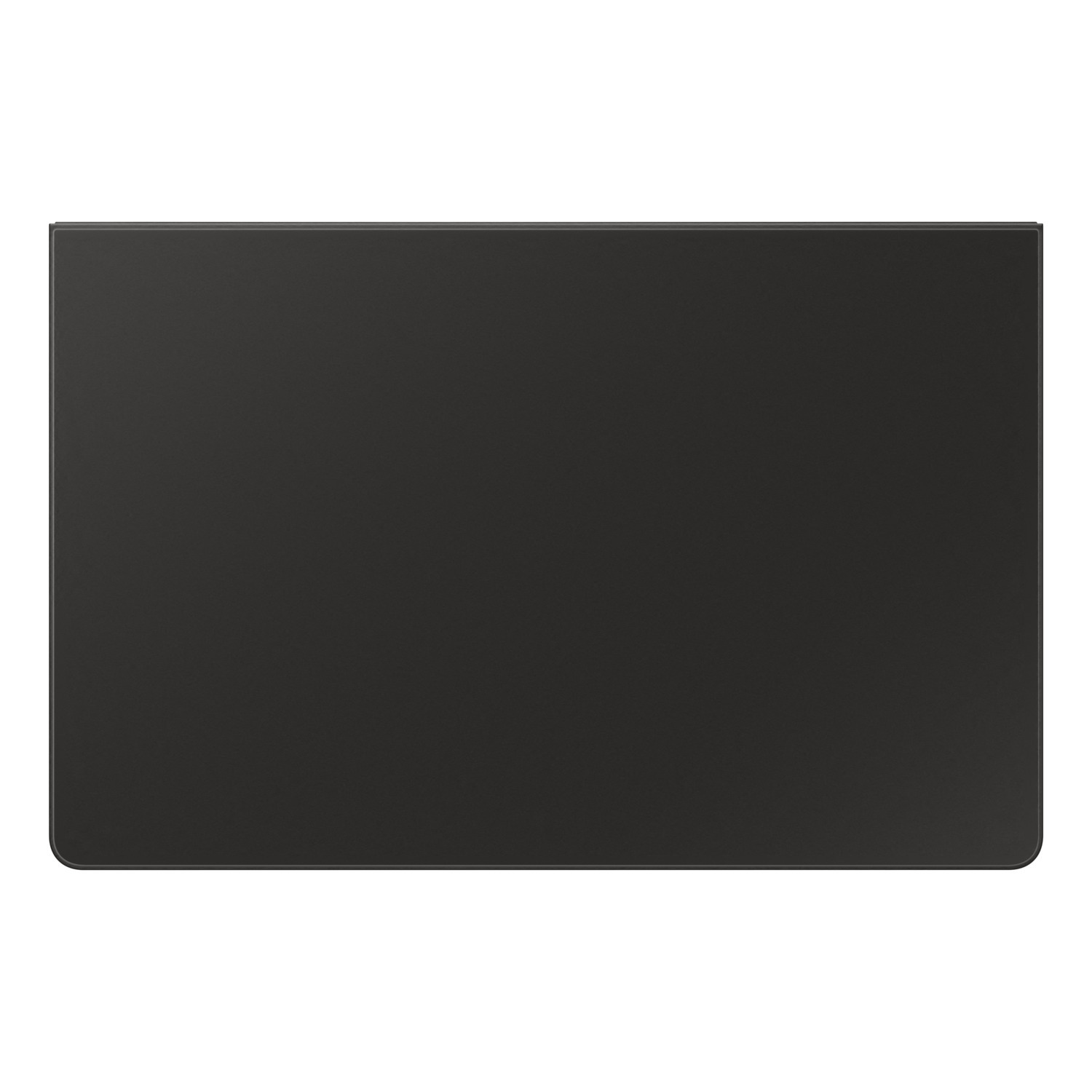 A top-down view of a dark gray rectangular object with rounded corners. The background is plain white.