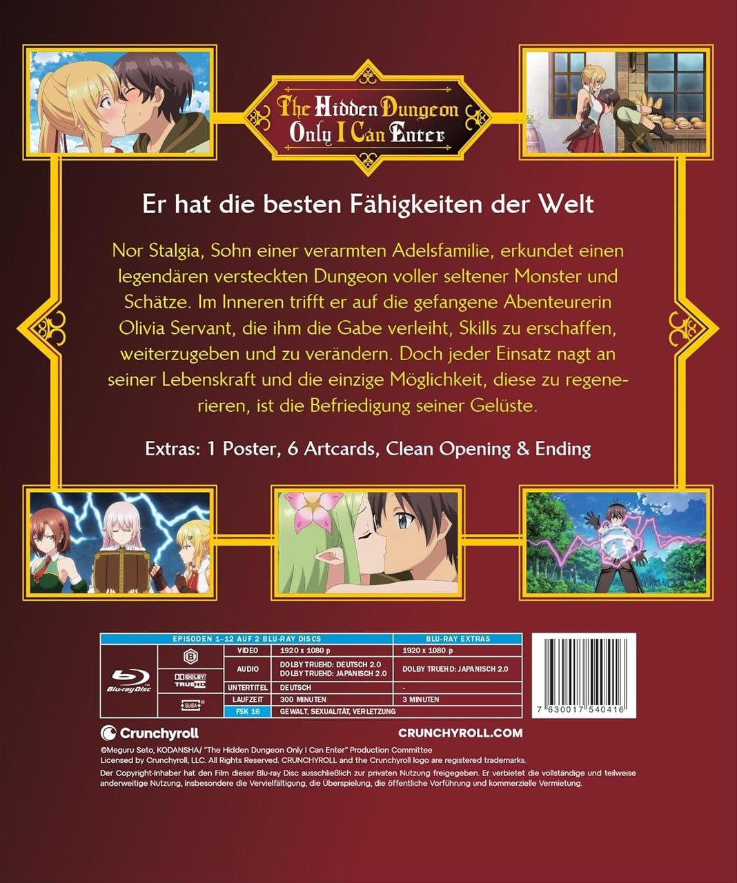Anime-Blu-ray-Cover mit Charakteren, Titel und Text auf Deutsch. Enthält Kunst und Details zu Episoden und Extras.