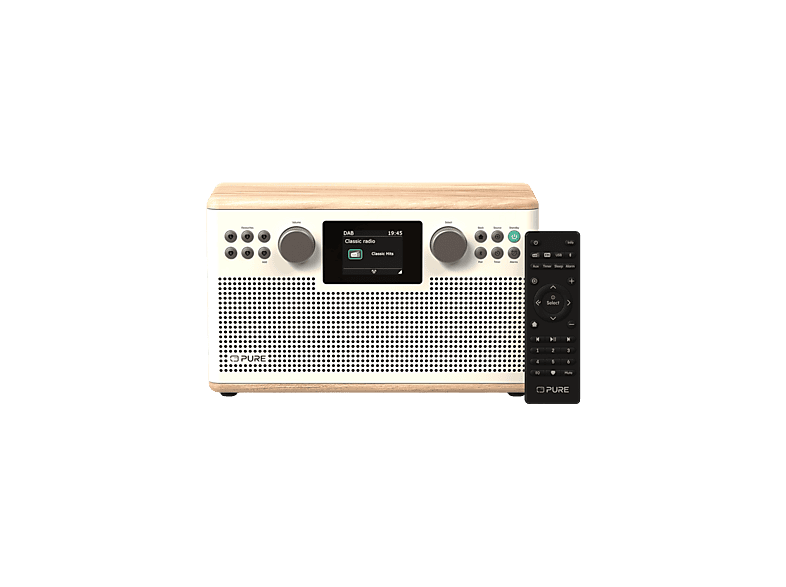 Pure Classic H6 – Das charmante digitale Stereo-Radio, Baumwoll-Weiß/Eiche; DAB+ Radio