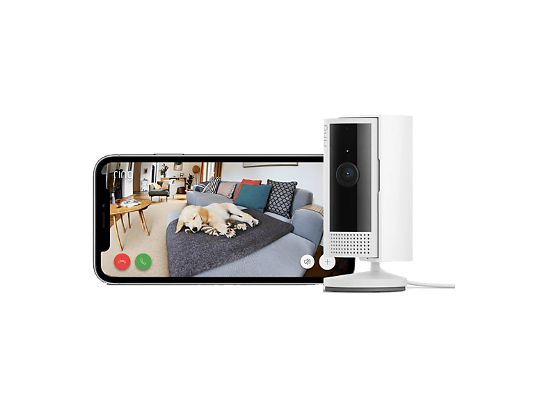 Cámara de vigilancia IP - Amazon Ring Indoor Camera (2nd Gen), 1080p HD, Función visión nocturna, WiFi 2.4 GHz, Blanco