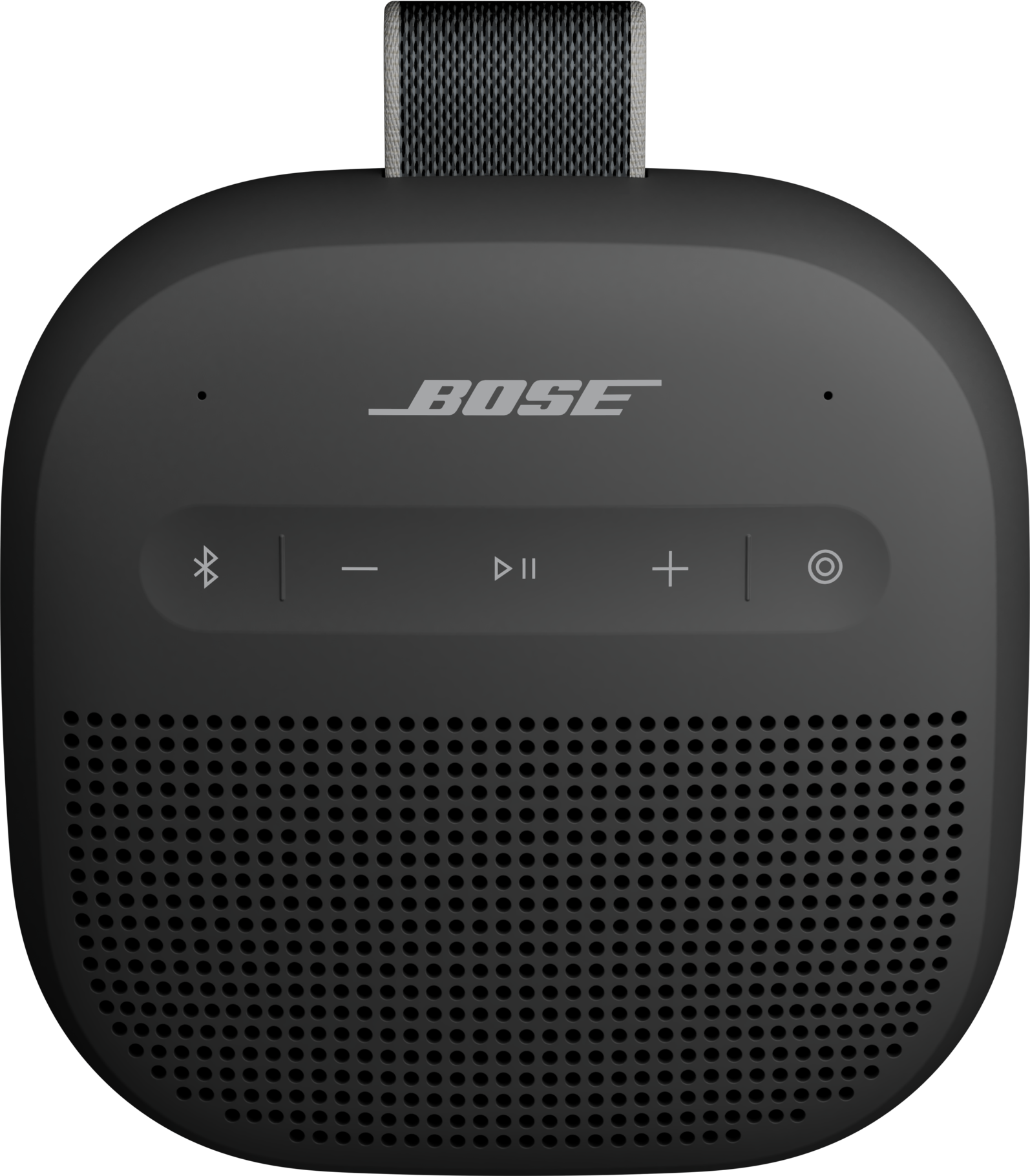 Schwarzer Bose-Lautsprecher mit Griff. Er hat Bedienelemente und ein Lautsprechergitter.
