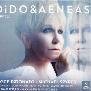 Albumcover mit blondhaariger Frau, blauen Augen und Text "Dido & Aeneas" sowie Künstlernamen.