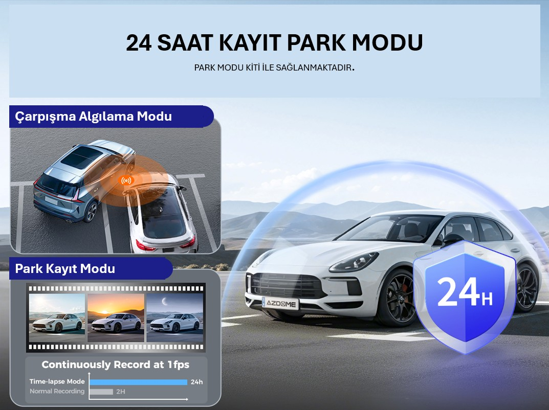 AZDOME M550 Pro 3 Kameralı 150 ° Görüş Açışı 4K Ultra HD Gece