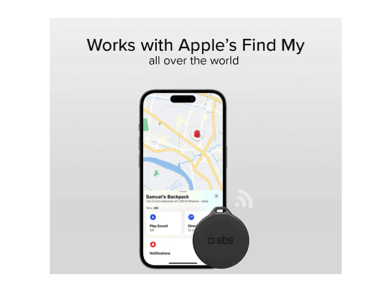 SBS 87545 Wasserfester Tracker, kompatibel mit Apple Find My, Schwarz Ortungsgerät — Foto 2 von 5