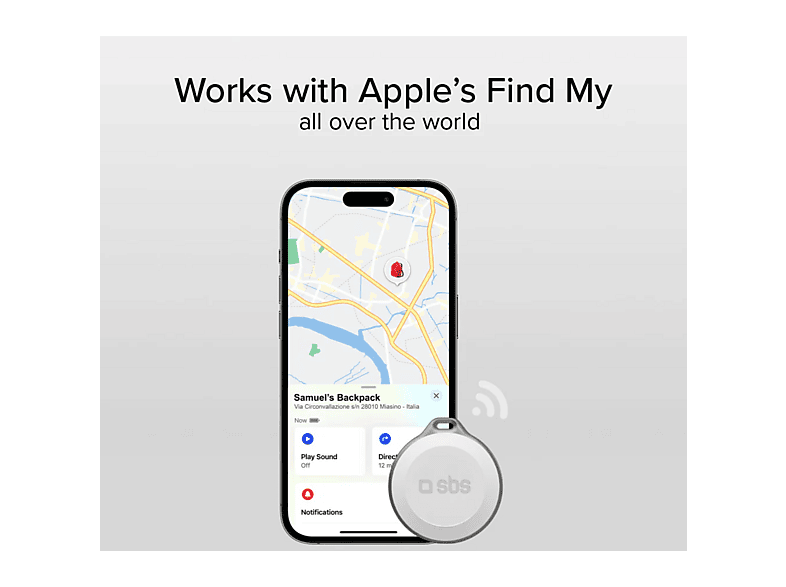 SBS 87538 Wasserfester Tracker, kompatibel mit Apple Find My, Weiß Ortungsgerät — Foto 2 von 5
