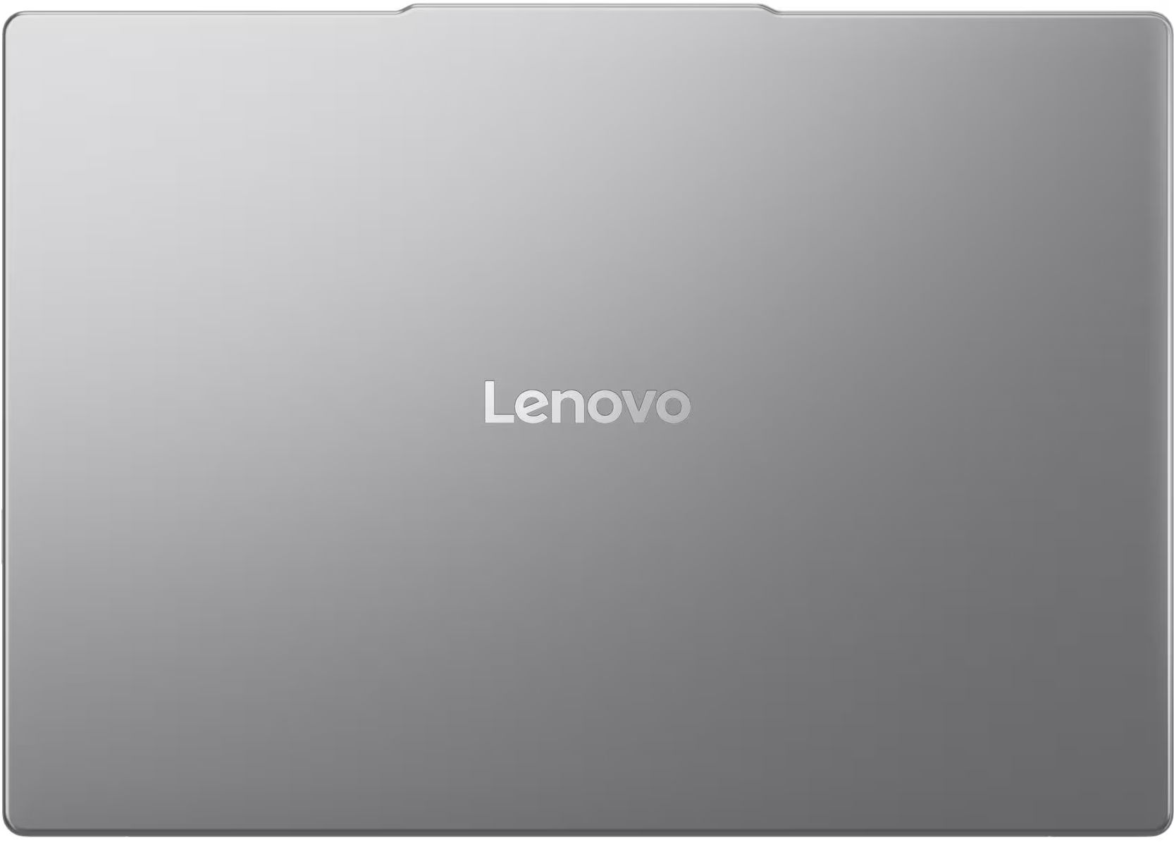 Szürke Lenovo laptop fedél. A Lenovo logója a központban van. A fedél sima, fém felületű.