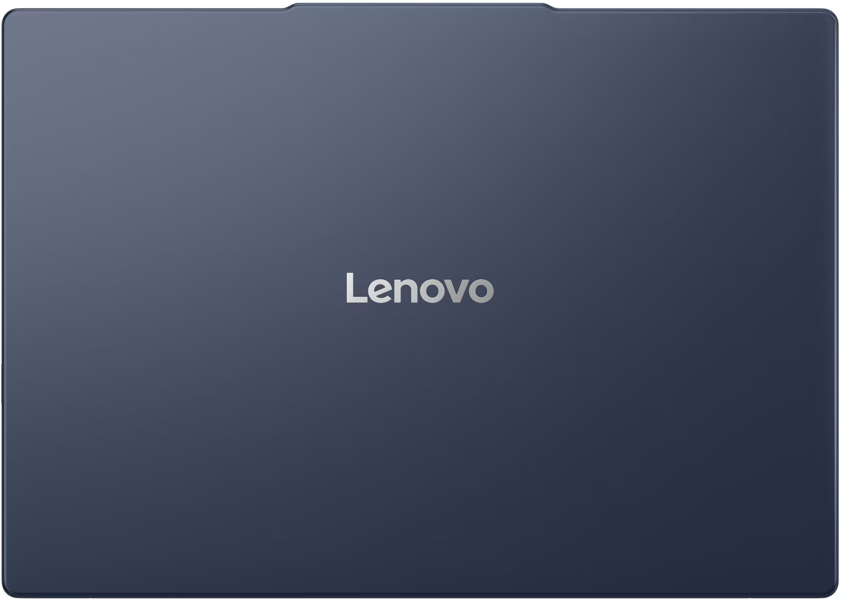 Egy zárt, sötétkék Lenovo laptop. A Lenovo logója középen van. A laptop lekerekített sarkokkal és elegáns dizájnnal rendelkezik.