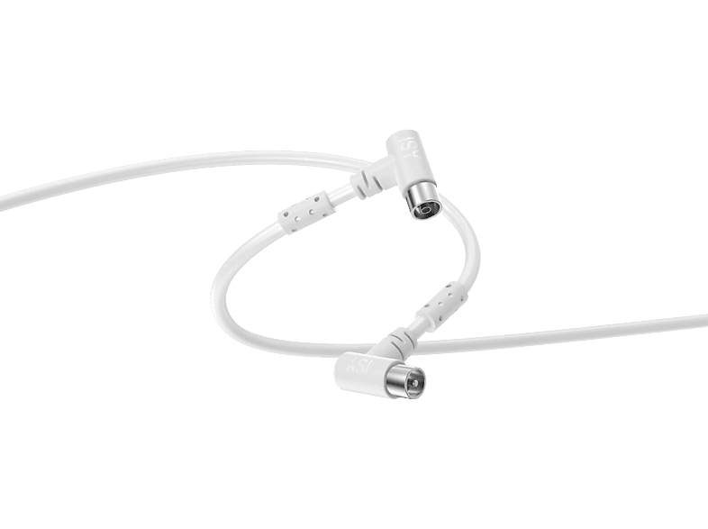 Cable coaxial - ISY ISA-9054, 3 metros, Conectores en ángulo de 90º, Blanco
