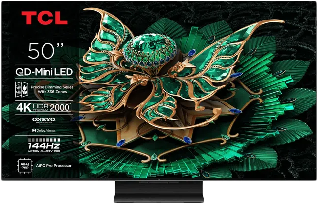 TCL 50C7K QD-Miniled 144Hz Google TV, Onkyo 2.0 Dolby Atmos, 127 cm