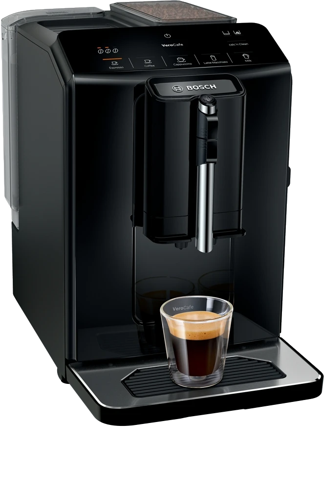 BOSCH TIE20129 Automata kávéfőző, 15 bar, 5 program, tejhab funkció, fekete