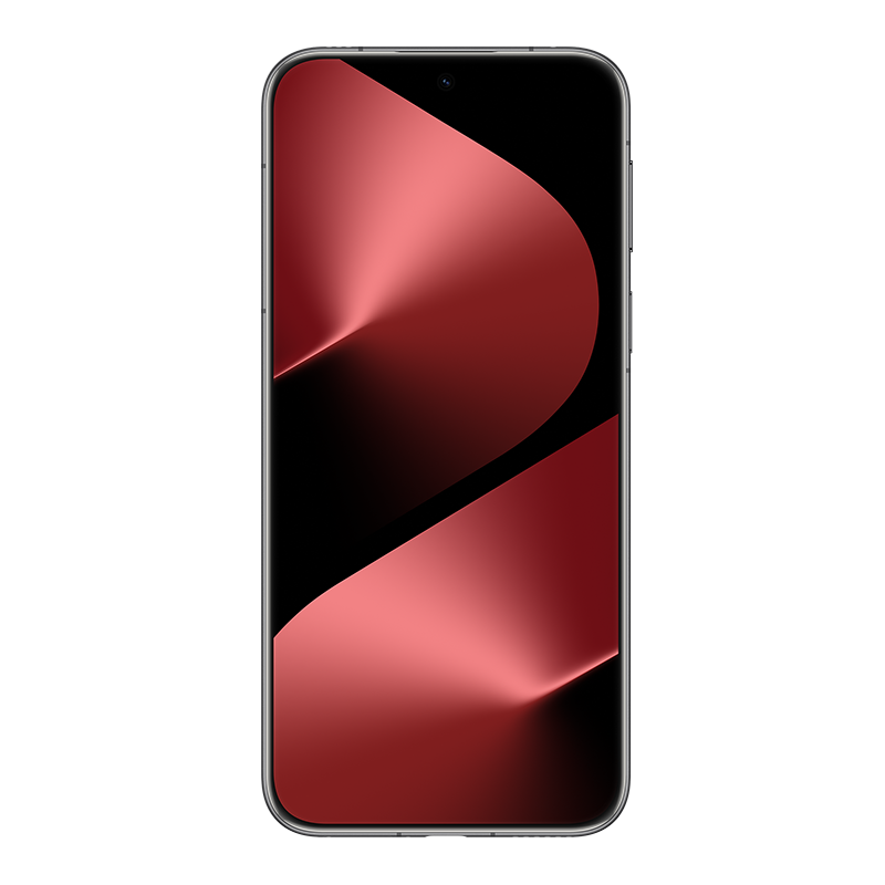 Soyut kırmızı ve siyah tasarımlı akıllı telefon ekranı. Telefonun siyah çerçevesi ve üstte kamerası var.