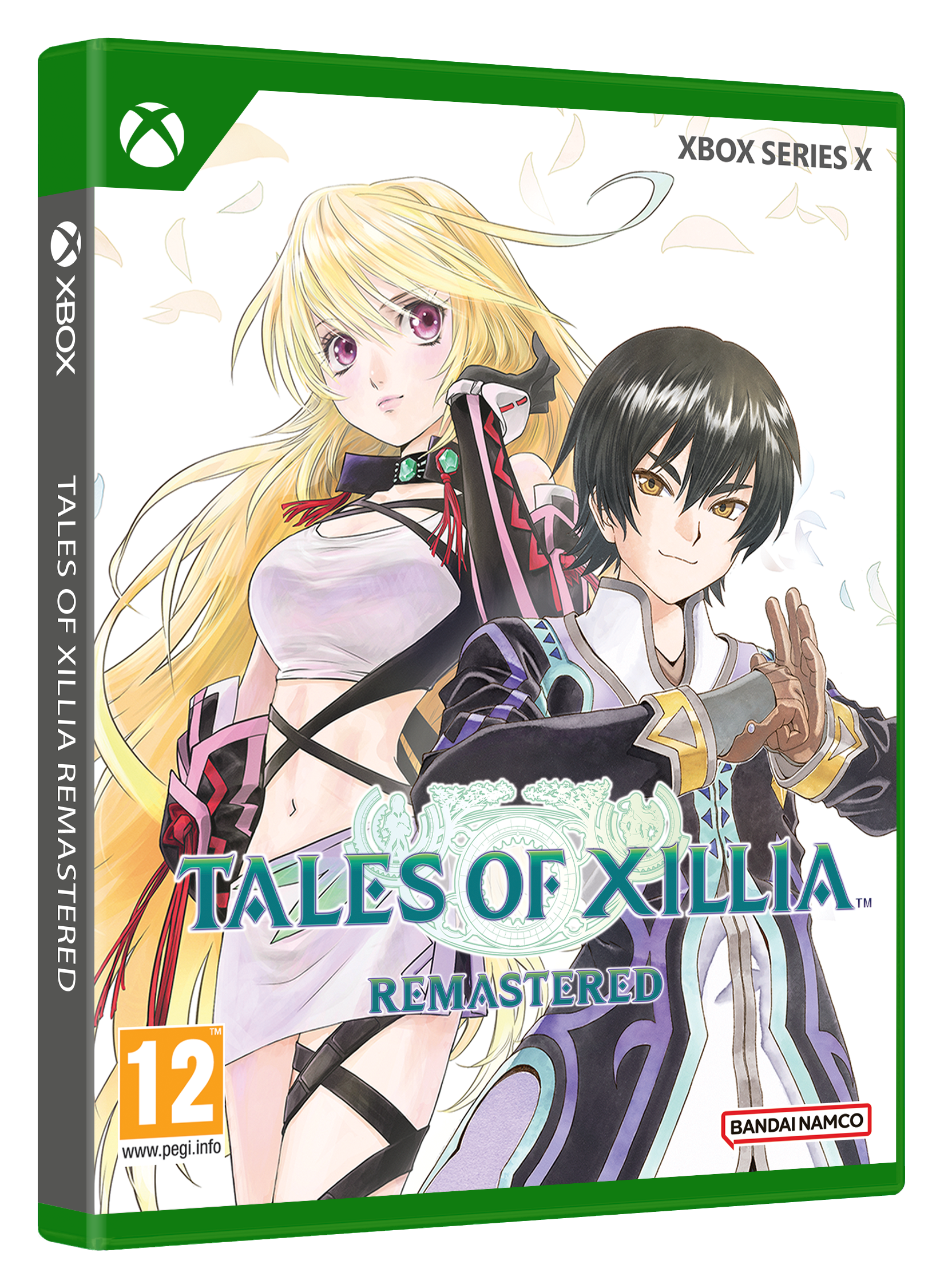 Arte de la portada del juego Tales of Xillia Remastered en Xbox Series X. Presenta dos personajes de anime, una mujer rubia y un hombre de pelo negro.