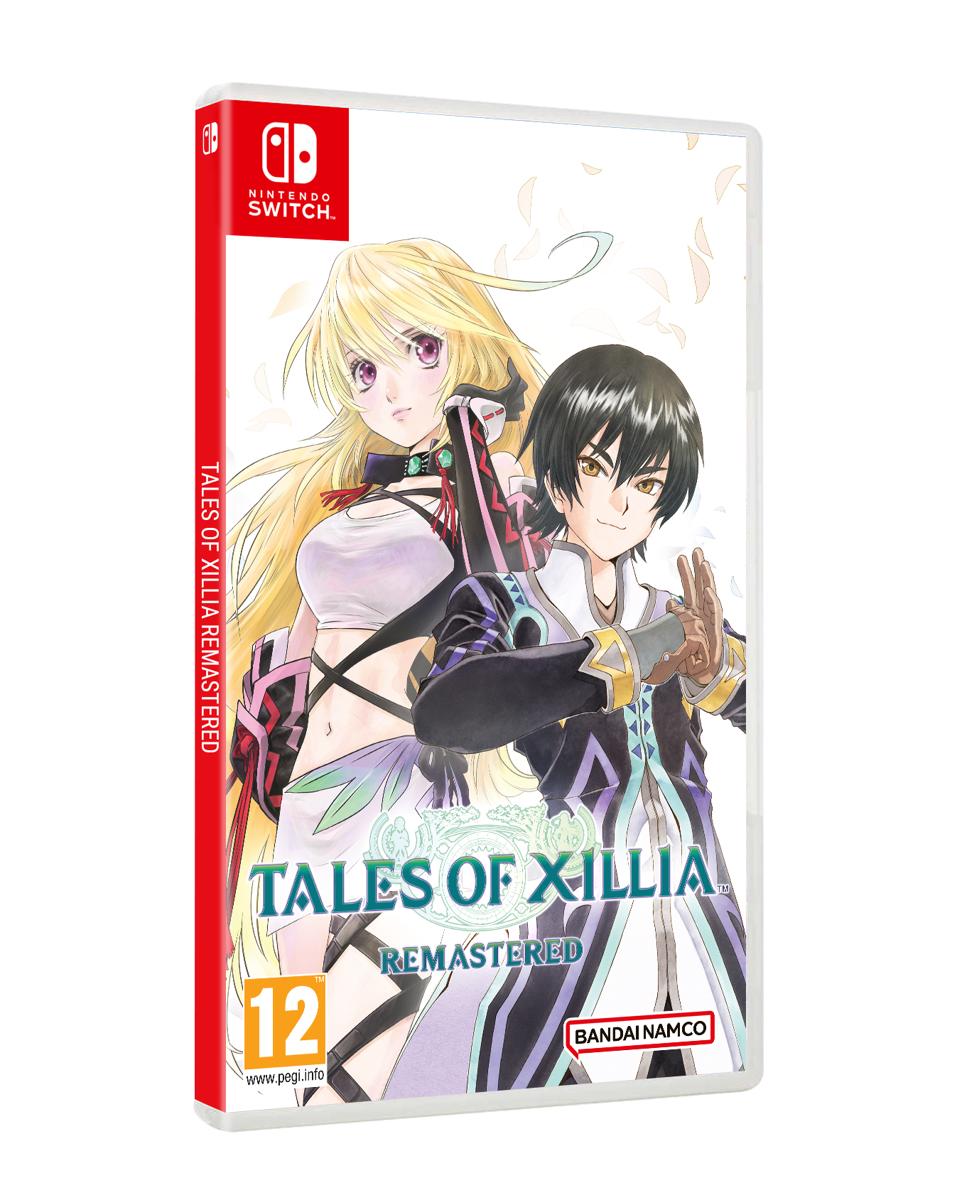 Portada del juego 'Tales of Xillia Remastered' con dos personajes de anime. El logo de Nintendo Switch está a la izquierda.