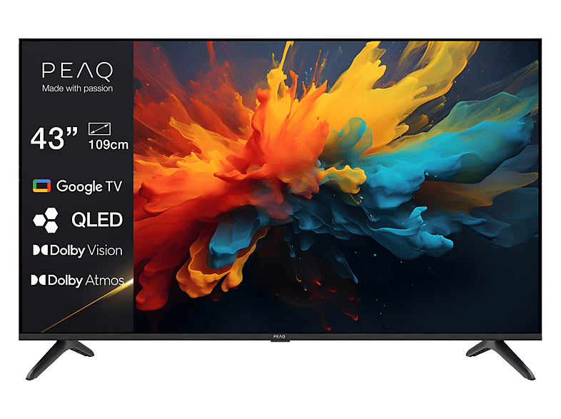 Telewizor QLED PEAQ PTV 43GQU-5025T 43" 4K Google TV Dolby Atmos Vision HDR 10 Czarny