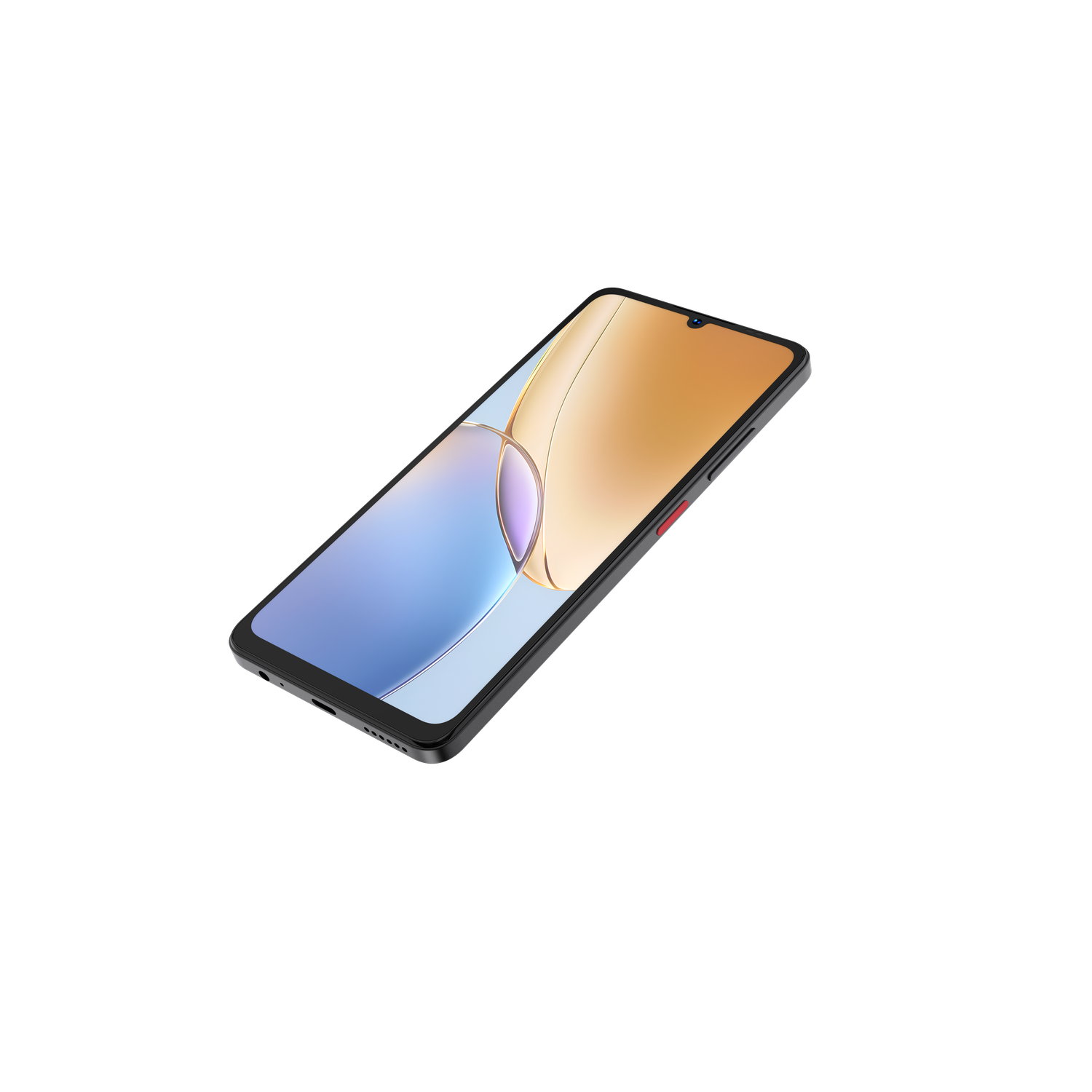 A smartphone with a black frame and a screen displaying a gradient of colors. The background is black.