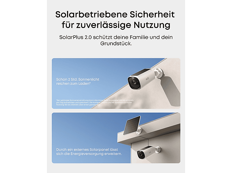 EUFY Cam E40 Starter-Set 2+1, Kamera mit HomeBase 3 und Solarpanel 2K (Anzahl Kameras: 2, für Außen, Nachtsichtfunktion, Akkubetrieb, Starr, QHD, Weiß) — Foto 4 von 5