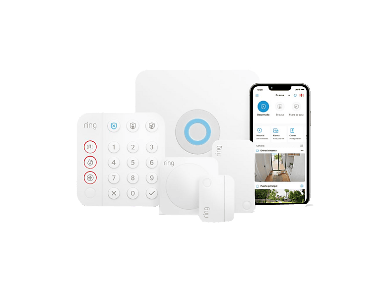 Alarma - Amazon Ring Alarm 5, Modos de Seguridad Personalizables, Detección inteligente mascotas, Vídeo en HD, Blanco