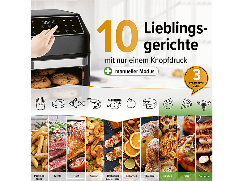 Gourmetmaxx 13606 Heißluft-Ofen 12 l, Schwarz