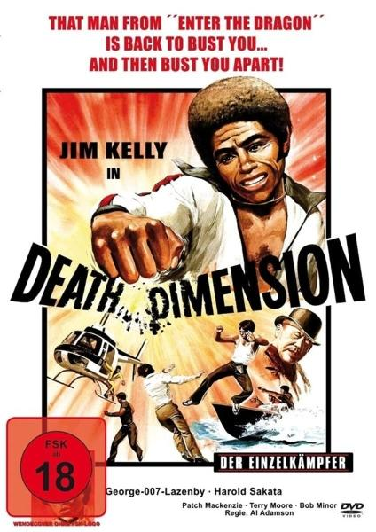 Filmposter für Death Dimension. Jim Kelly im Vordergrund. Hubschrauber und kämpfende Menschen im Hintergrund.