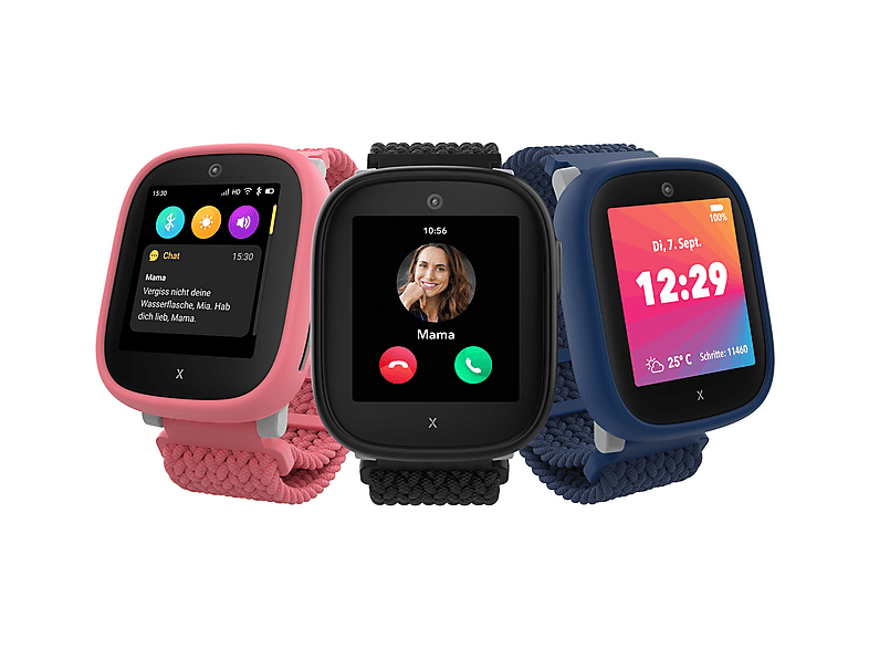 XPLORA Xplora X6 Gen 2 Kindersmartwatch Textilarmband, L 90 - 146 mm / B 22mm x H 3.3 mm, Schwarz