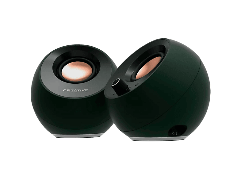 Altavoces para PC - Creative Pebble Pro, Puerto USB-C, 2.0, Iluminación RGB, Bluetooth, Clear Dialog, BassFlex, Negro