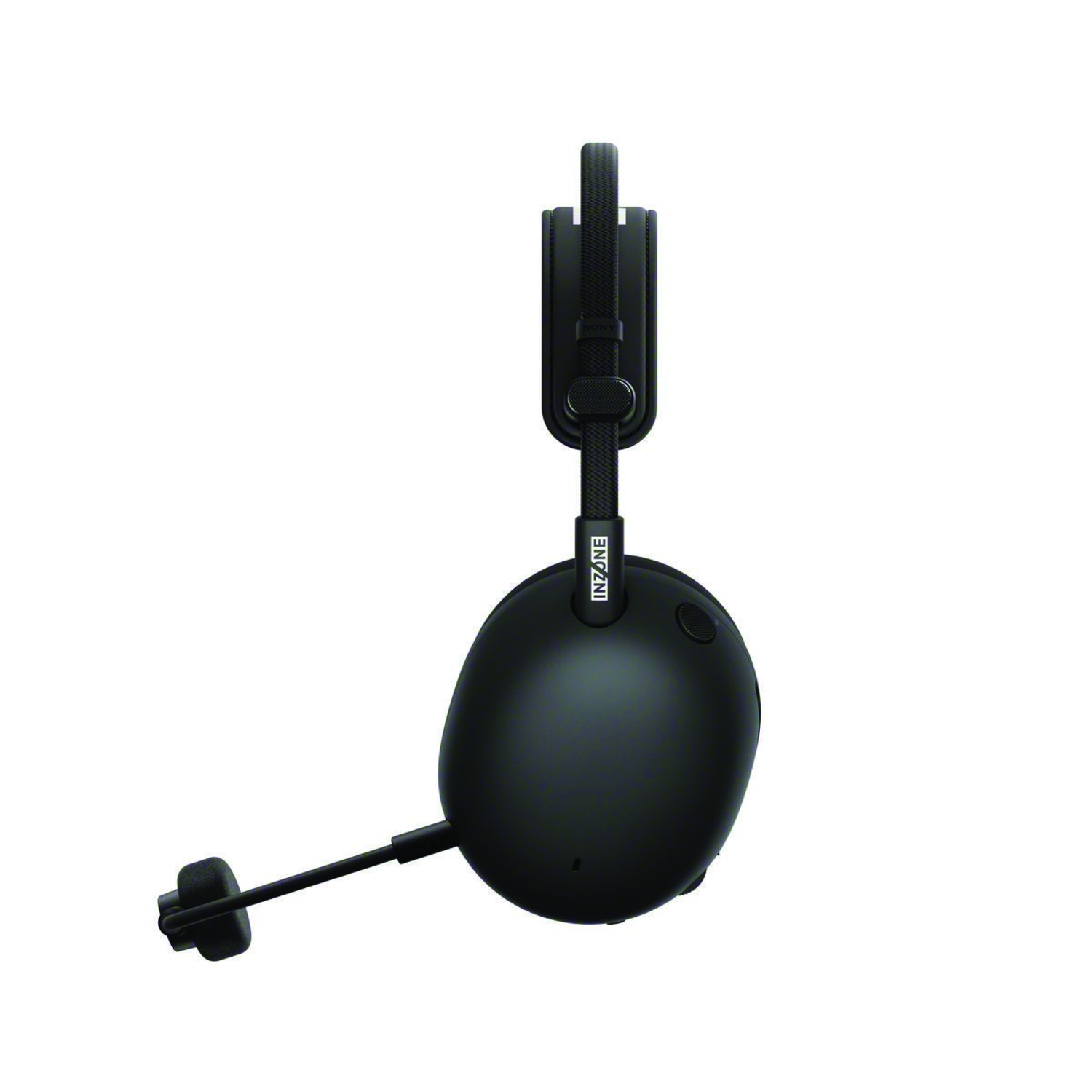 Black INZONE headset on white background. The headset features a microphone and a headband. The brand name is visible on the headset.