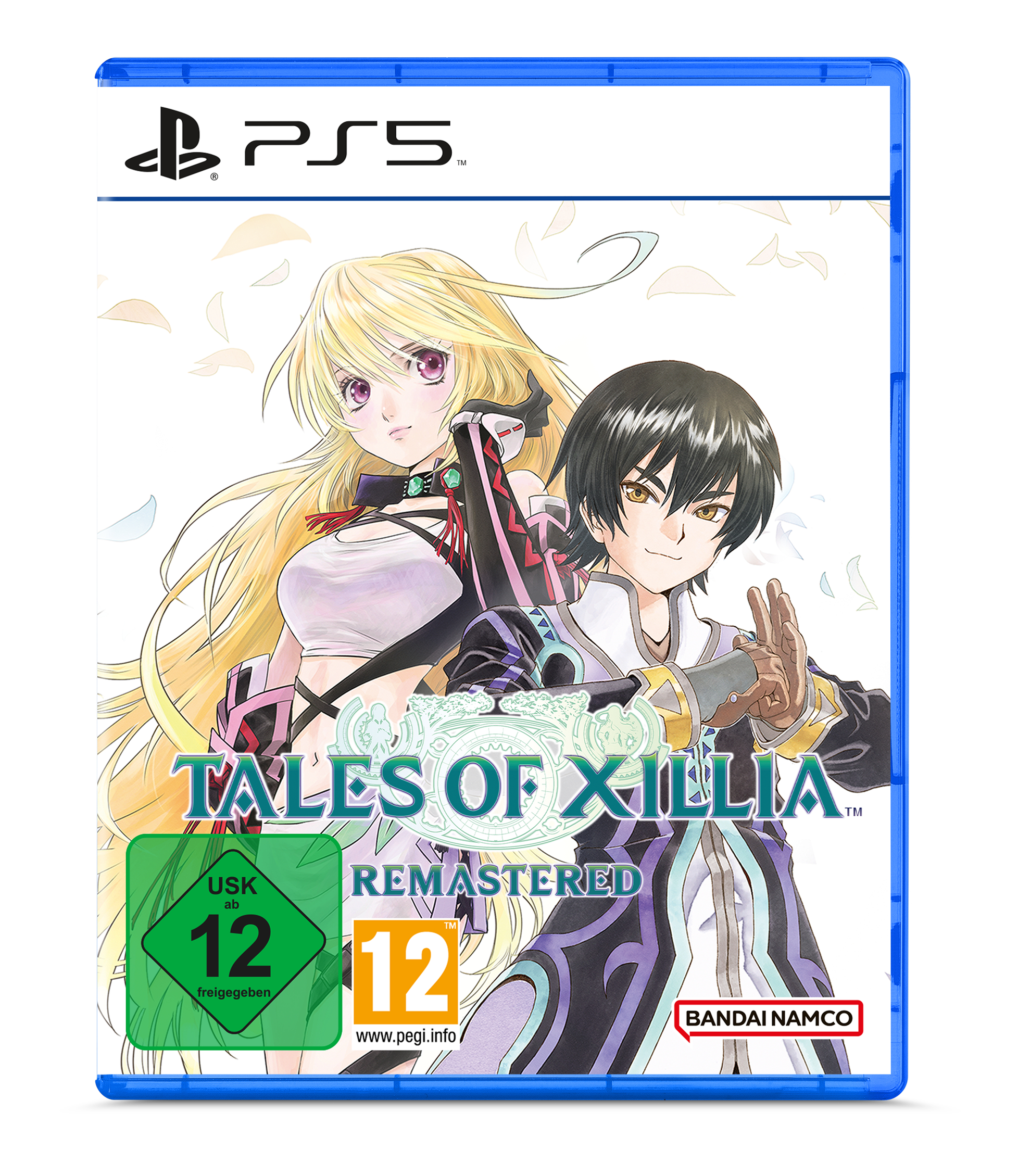 PS5-Spielhülle mit zwei Anime-Charakteren. Titel ist Tales of Xillia Remastered. Bewertung 12.