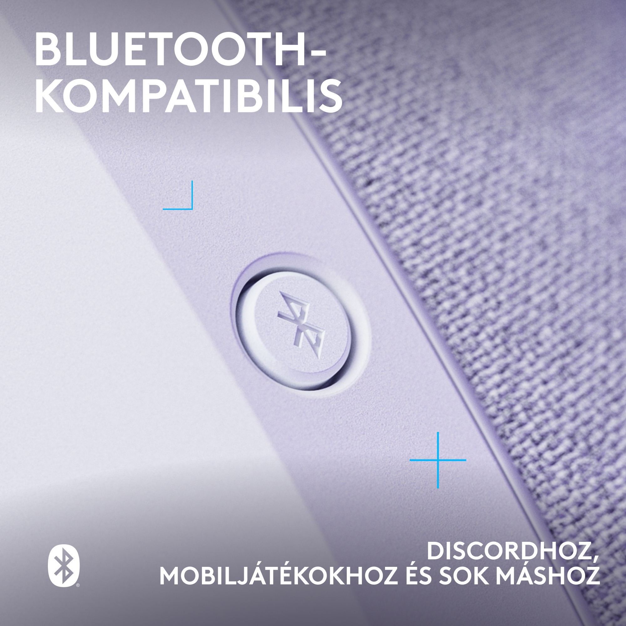 A képen egy Bluetooth gombos eszköz látható, a Bluetooth-kompatibilis felirattal, valamint a Discordhoz, mobiljátékokhoz és sok máshoz szöveggel.