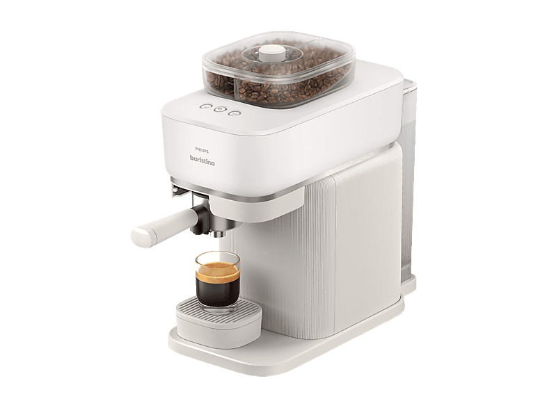 PHILIPS BAR320/00 Baristina mit Bean swap, integriertem Mahlwerk mit dualem Bohnenbehälter, Espressomaschine Naturweiß